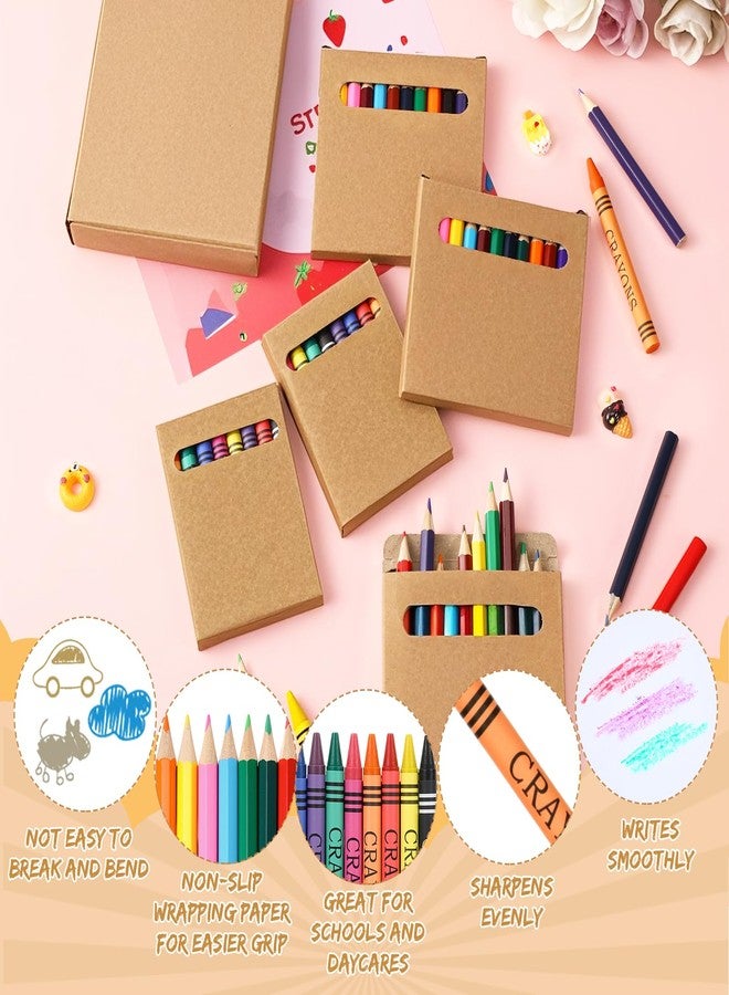 Weekgrat 30 Sets Colored Pencils and Crayons Bulk Valentine's Day Gift Classroom Exchange Gift Class Prize, Craft Supplies in Box Mini Pencils Crayons Teacher Supplies, Cute Birthday Party Gifts - Image 3